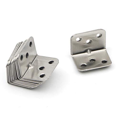 Pxyelec Stainless Steel Right Angle Code Corner Brace Joint Bracket Angle, 6 Hole, 36mm x 28mm x 1.0mm (Thick), Pack of 20 36mm x28mm x1.0mm