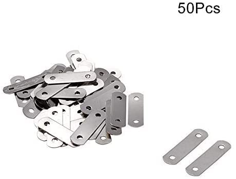 Heyiarbeit 50 PCS Flat Fixed Straight Bracket Repair Board 1.34" x 0.43"Brushed Stainless Steel Surface Connection Angle Bracket Gusset Plate