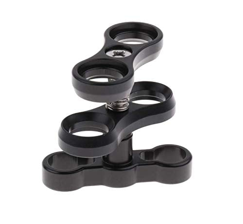 2 Pcs 1" Aluminum Ball Clamp Mount for Underwater Diving Light Arms Tray System, Photography Diving Camera Black 2pcs