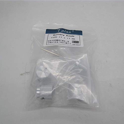 Taiss/ 4pcs Silver color Aluminum Rotary Electronic Control Potentiometer Knob For 6 mm Diameter Shaft, Volume Control Knob, Audio knob, Guitar Knob，Switch Knob, 17mm dia. x 17mm height