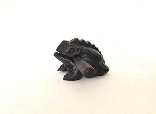 Percussion Instruments Wooden Frog 3 Piece Set of 4 Inch Brown Frog, 3 Inch Black Frog, 2.75 Inch Natural Wood Frog, Wooden Frog Musical Instrument.
