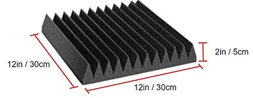 12 Pack Acoustic Foam Panels for your Studio, Home, and Office | Sound Absorbing Panels | Noise Insulating Panels | 12PCS | Wedge | 12" X 12" X 2" | Black