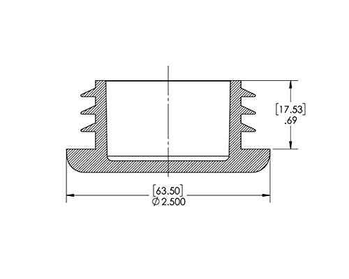 (Pack of 5) 2-1/2" Round Cap Plugs (14-18G 2.34"-2.40" ID - 2.5 Inch OD) Black Plastic End Caps | Fitness Eqpt End Caps | Fencing Post Inserts | Furniture Legs Finishing Slides. by SBD
