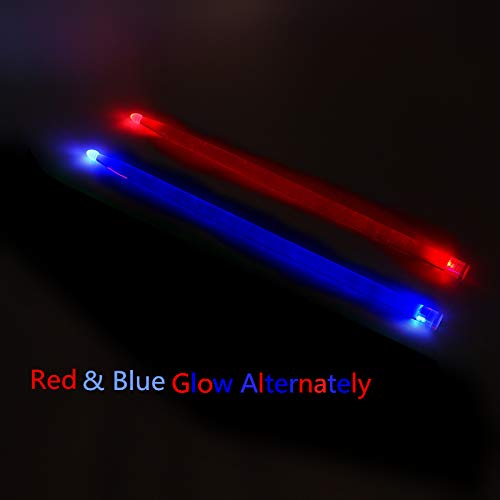 YiPaiSi 5A Acrylic Drum Stick Red & Blue Glow LED Drumsticks, Lighted Drumsticks, Light LED Drumsticks, Bright LED Light Up Drumsticks, Glow in The Dark Jazz Drumsticks (Red & Blue)