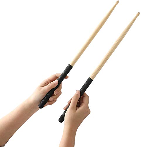 Drumsticks 5A 2 pair with ANTI-SLIP Handles for Drum Light Durable Wooden Drum 2 Pair Drum Sticks for Kids Adults Musical Instrument Percussion Accessories (2 pair Wooden) 2 pair Wooden