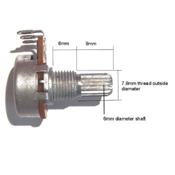 B500K linear guitar potentiometer 16mm diameter 15mm shaft tone volume