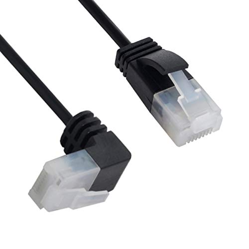 [AUSTRALIA] - Cablecc Ultra Slim Cat6 Ethernet Cable RJ45 Up Angled to Straight UTP Network Cable Patch Cord 90 Degree Cat6a LAN for Laptop Router TV Box 2M 200cm 