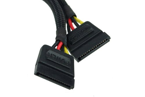 Phobya SATA Power Y Cable with Black Sleeving (15cm / 6 inch Length)