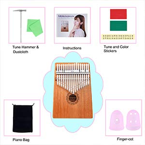 Kalimba Thumb Piano, OwnZone Kalimba17 Keys Thumb Piano with Study Instruction & Tune Hammer, Portable Musical Instrument Mbira Wood Finger Piano Christmas Gift for Music Fans Kids Adults Beginners