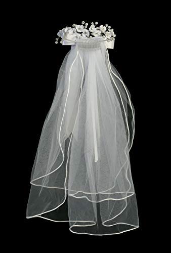 [AUSTRALIA] - Swea Pea & Lilli Girls First Communion Veil - White Holy 1st Communion Headpiece with Comb and Flowers 