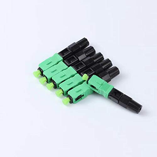 100pcs LEITE SC APC Fiber Optic Quick Connector with Matched Tools Fiber Reusable Connectors Single Mode SM 9/125 Mechanical Fast Connectors Adapter for FTTH CATV Network Instrument APC,green