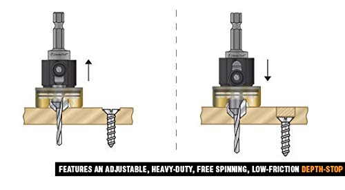 Amana Tool - (55227) Carbide Tipped 82° Countersink with Adjustable Depth Stop & No-Thrust Ball Bearing, 3/8 Dia x 1/8 Drill 3/8 D x 1/8 Drill D x 1/4 Inch