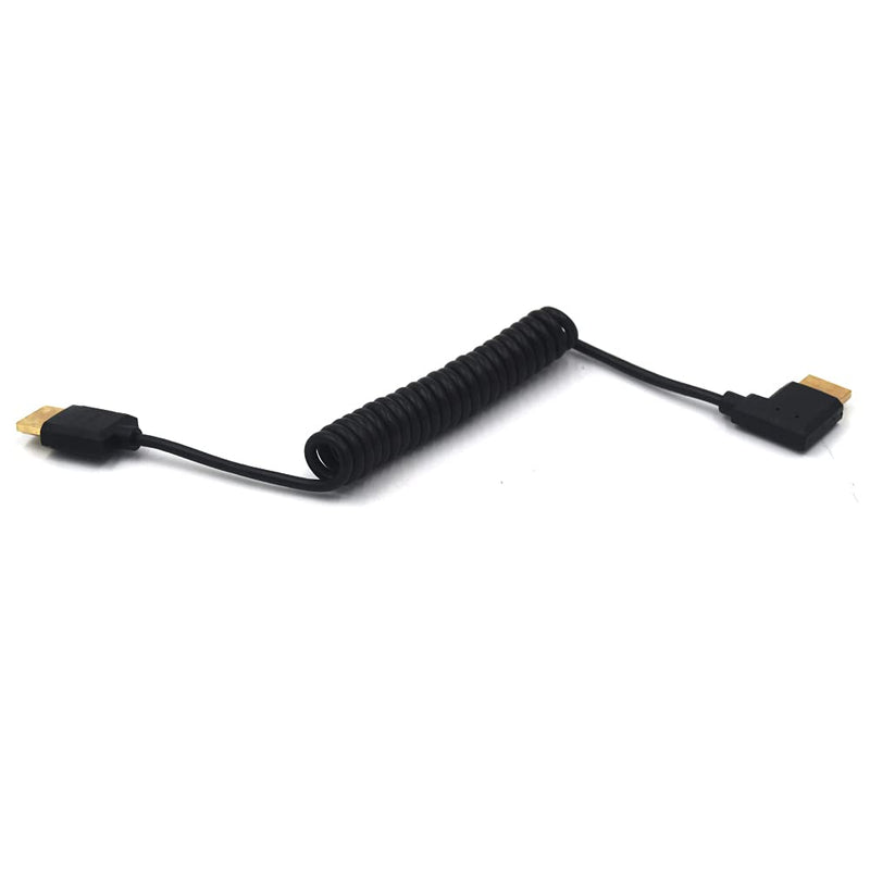 Kework 3.9ft HDMI 4K Coiled Cable, HDMI 2.0 Version HD High Speed Cable, 90 Degree Left Angle HDMI Male to HDMI Male Adapter Spring Spiral Cord, 4k 60HZ (Left Angle)