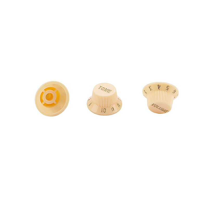Alnicov 3 in 1 Speed Volume Tone Control Knobs Plastic Knobs for Left Hand Guitar Bass Parts,Cream Color