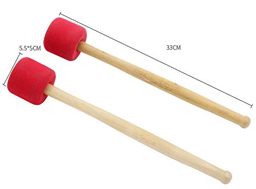 Tzong 2Pcs Red Foam Mallet Drum Mallets Sticks Drumstick Instrument