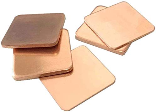 Easycargo 100pcs 12 Sizes 15mm Copper Pad Shim Thermal Kit, Pure Copper Heatsink C1100, Low Profile Copper Plate Cooler for Cooling PC Laptop IC Chips CPU VGA RAM VRAM PS5 M.2 SSD (with Glue) With Glue