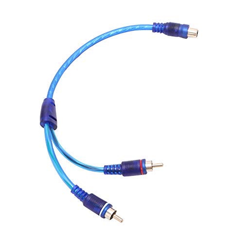 [AUSTRALIA] - OUHL RCA Y Adapter Connector 1 Female to 2 Male, Car Audio RCA Splitter Adapter Cable, Blue (2 Pack) 1F2M 