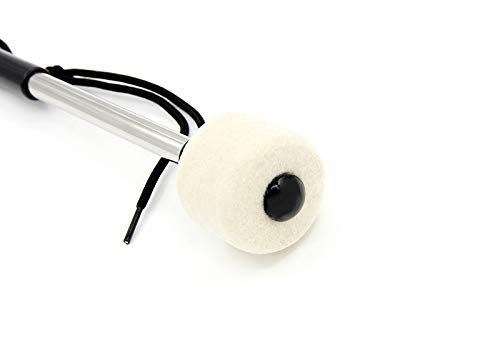 Gizhome 2 Pieces Bass Drum Mallet with Wool Felt Head Instrument Percussion Accessory for Marching Band Bass Drum, Beige White