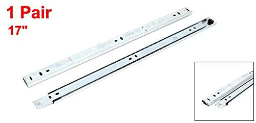 uxcell 17-Inch Drawer Slides, Full Extension Ball Bearing Two Way Slide Track Rail 25mm Wide 55lb Capacity 1 Pair