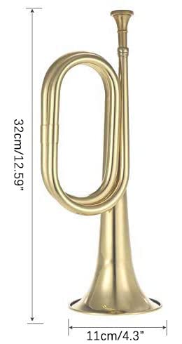 TUOREN Gold Bugle Cavalry Trumpet Brass Instrument for School Band Cavalry Beginner Military Orchestra W/Carrying Bag