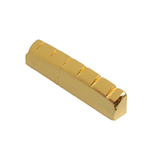 GETMusic 6-String Acoustic Guitar Brass Nut and Saddle Gold Plated 1 Set Acoustic Guitar Nut and Saddle