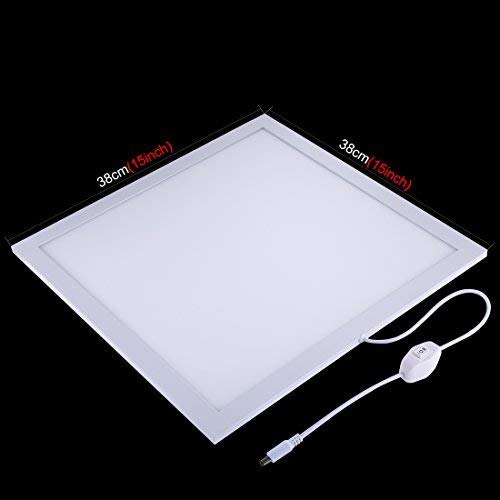 PULUZ Photo Studio Fill Light LED Shadowless Light Panel 15in X 15in / 38 x 38 cm Dimmable Photography Softbox Bottom Light for Food Jewelry Cosmetic Crafts US Plug