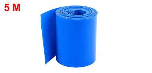 uxcell 5M 16Ft Long 64mm Width Blue PVC Heat Shrinkable Tubing Shrinking Sleeve Cover Wrap for AA Battery Pack