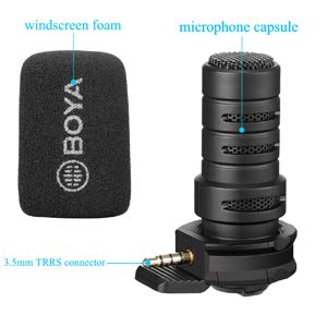 BOYA BY-A7H TRRS 3.5mm Plug&Play Microphone for iPhone Android Samsung Video Recording Vlogging Mics