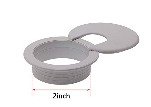 Mini Skater 2 inch 10 pcs Black Plastic Desk Grommet for Wire Cords Cable Flexible Management Lightweight Adjustable Hole Cover Plate Organizer for Office Home TV Stand Workstation Tabletop (Gray)