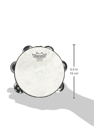 REMO Tambourine, Pretuned, 6" Diameter, 6 Pairs Jingles x 1 Row, QUADURA White