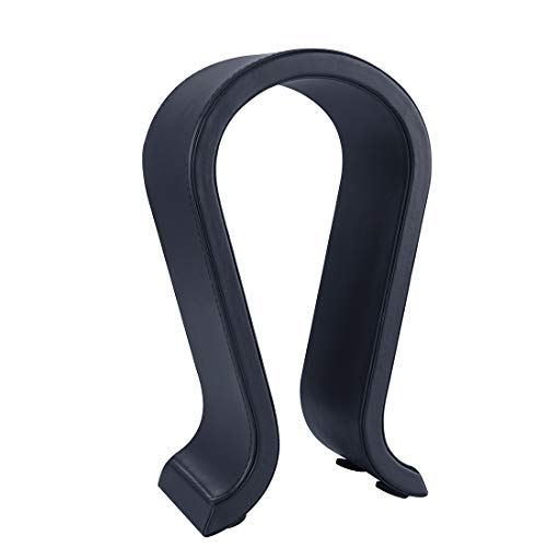 Geekria Leather Headphone Stand Compatible with Bosë, JBLs, ÂKG Headsets, Earphone Stand, Headset Holder Table Desk Display, Small - Medium On-Ear Headphones Rack Hanger (Dark Blue, M)
