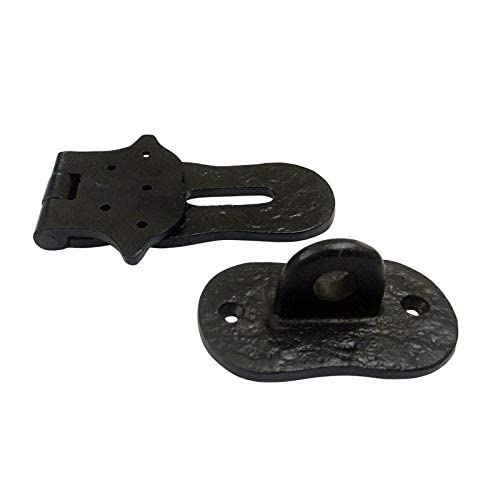 Adonai Hardware"Paran" Heavy Duty Antique Cast Iron Safety Locking Hasp and Staple (6" x 1 Pack, Matte Black) for Vintage Pirates Treasure Chest, Trunk, Wooden Jewelry Box, Cases, Furniture and Sheds 6 Inch x 1 Pack Matte Black Powder Coated