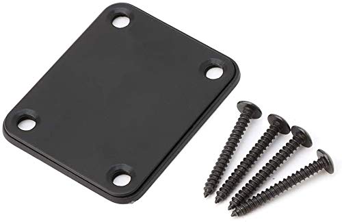 Jiayouy 2 Pack Guitar Neck Plate with Mounting Screws Metal Neckplate for Strat Tele Style Electric Guitar Replacement Black