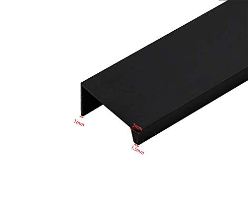 LC LICTOP 80mm/3.15" Black Mount Finger Edge Pull Concealed Handle for Home Kitchen Door Drawer Cabinet(6Pcs) 80mm/3.15"