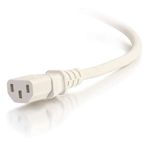 C2G Power Cord, Short Extension Cord, Power Extension Cord, 18 AWG, White, 6 Feet (1.82 Meters), Cables to Go 17509 C14 to C13 18/3