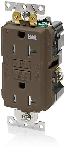 Leviton G5362-WT 20A-125V Extra-Heavy Duty Industrial Grade Weather/Tamper-Resistant Duplex Self-Test GFCI Receptacle, Brown, 20-Amp