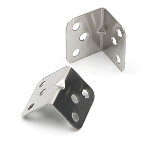 Pxyelec Stainless Steel Right Angle Code Corner Brace Joint Bracket Angle, 6 Hole, 36mm x 28mm x 1.0mm (Thick), Pack of 20 36mm x28mm x1.0mm