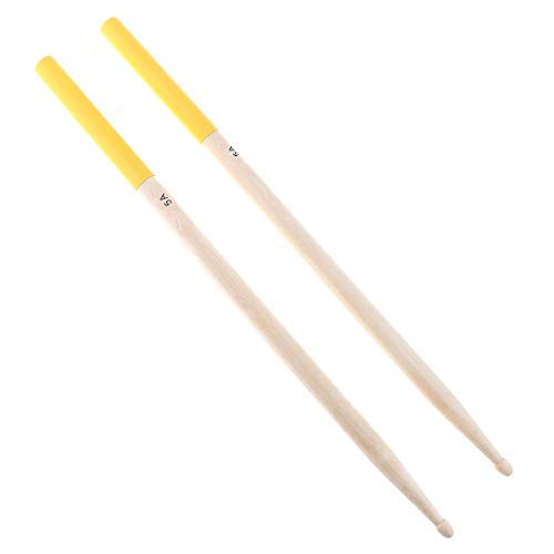 OriGlam 2pcs 5A Drum Sticks, 5A Maple Wood Drumsticks, Non-Slip Drum Sticks, 5A Wood Tip Maple Wood Drumstick For Kids Students, Adults (Yellow)