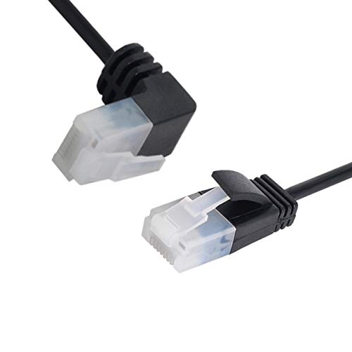Cablecc Ultra Slim Cat6 Ethernet Cable RJ45 Up Angled to Straight UTP Network Cable Patch Cord 90 Degree Cat6a LAN for Laptop Router TV Box 2M 200cm