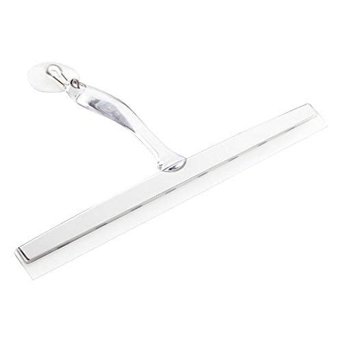iDesign Zia Metal and Plastic Bathroom Squeegee for Shower, Glass Doors, Floors, Mirrors, with Suction Hook Holder , 12 Inches, Clear and Stainless Steel 12" Inch Set of 1
