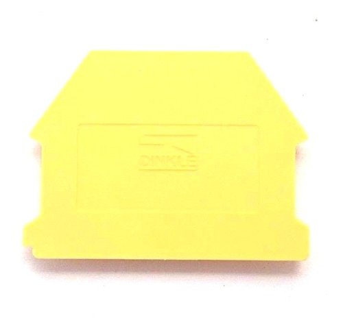 Dinkle DK4NC-YW DIN Rail Terminal Block End Cover for DK4N-YW Yellow, Pack of 50