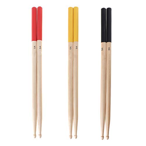 OriGlam 2pcs 5A Drum Sticks, 5A Maple Wood Drumsticks, Non-Slip Drum Sticks, 5A Wood Tip Maple Wood Drumstick For Kids Students, Adults (Yellow)