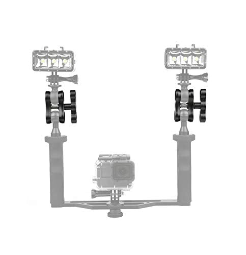2 Pcs 1" Aluminum Ball Clamp Mount for Underwater Diving Light Arms Tray System, Photography Diving Camera Black 2pcs