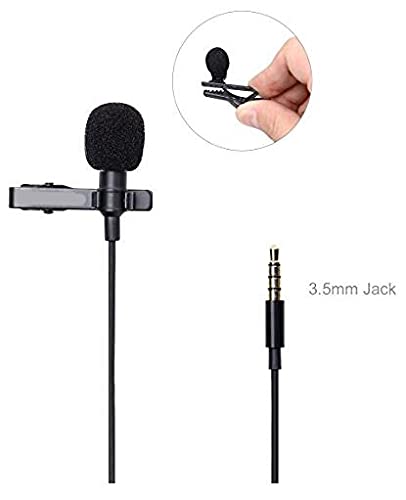 Camidy Clip On Lapel Microphone,Mini Hands Free Lavalier Mic 3.5mm Jack Wired Omnidirectional Condenser Microphone for Voice Recording