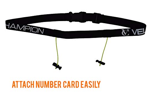 VeloChampion Running, Triathlon, Marathon Number Belt. No pins Needed. Adjustable & 2 Styles Available Run Belt