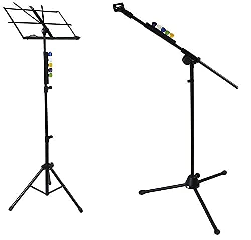 Jiayouy 7.3" Inches Microphone stand Guitar Pick Holder Rubber Guitar Picks Clamp Clip With 5 Picks
