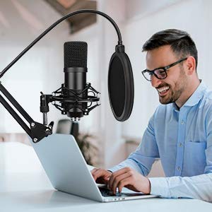 USB Condenser Microphone, SAMTIAN 192KHZ/24Bit Plug & Play PC Streaming Mic, USB Microphone Kit with Professional Sound Chipset Boom Arm Set, Studio Cardioid Mic for Recording YouTube