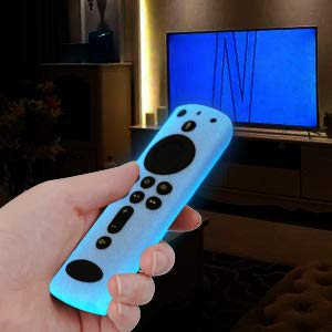 MBODM 2 Pack Firestick Remote Cover, Silicone Fire Remote Cover Compatible with 4K Firestick TV Stick, Firetv Remote Cover, Lightweight Anti-Slip Shockproof (Fluorescent Blue +Turquoise) Fluorescent Blue +Turquoise