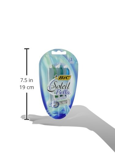 BIC Soleil Comfort Women's Disposable Razor, Four Blade, Count of 3 Razors, For a Smooth and Close Shave 3 Count (Pack of 1) Original