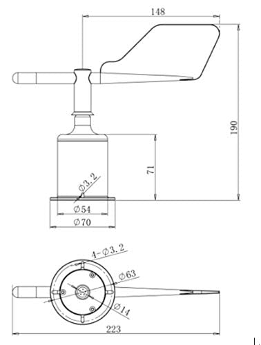 Wind Direction Sensor 5v DC Supply 0-5V Output CALT YGC-FX